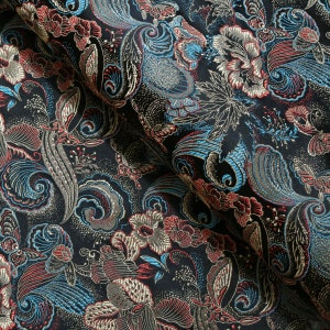 Black Floral Brocade Fabric, Jacquard Fabric, Tuxedo Fabric, Vest Fabric, Tie Fabric, Fabric by the Yard, 29&quot; Wide