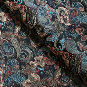 Black Floral Brocade Fabric, Jacquard Fabric, Tuxedo Fabric, Vest Fabric, Tie Fabric, Fabric by the Yard, 29" Wide