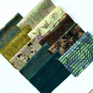 Groen brokaat fluwelen restjes, 10 stuks (9 x 7 inch) voor quilten