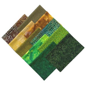 10 Stück grüner Baumwollstoff (jeweils 23x18 cm) für Näh-, Patchwork- und Bastelprojekte