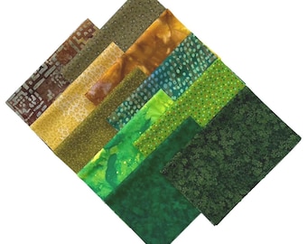 Groene katoenen stofbundel: 10 verschillende stukken om te quilten en te knutselen