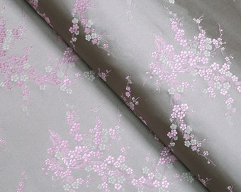 Cherry Blossom Brocade Fabric, Asian Jacquard, Floral Jacket Dress Material, 29" wide