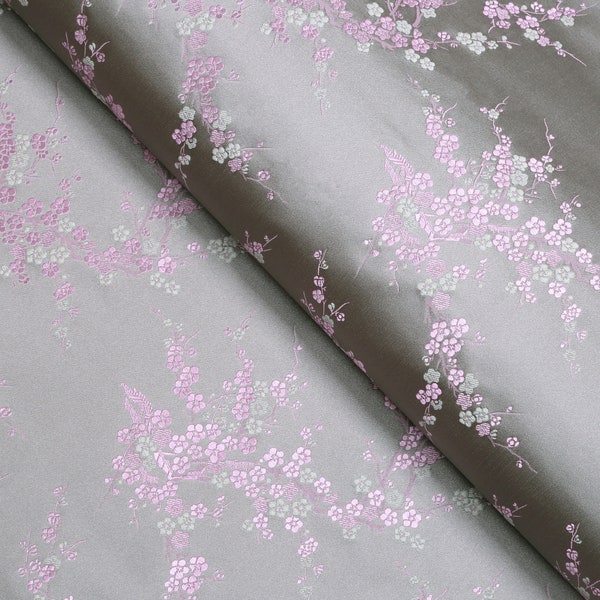 Tissu brocart fleurs de cerisier, tissu jacquard floral, 29 pouces de large.