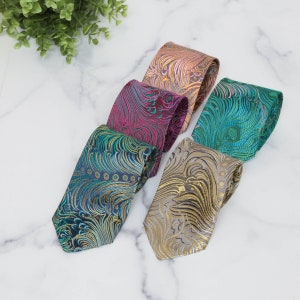 Peacock Brocade Men&#39;s Ties, Jacquard Men&#39;s Tie, Wedding Tie, Gift for Him