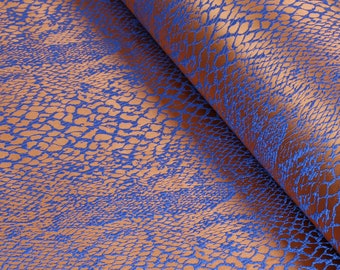 Blue & Gold Animal Print Brocade Jacquard Fabric - 36" Wide