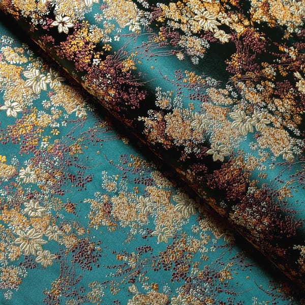 Dark Green Floral Brocade Fabric， 28" Wide | Upholstery, Jacket, Qipao,  Home Decor Sewing Material