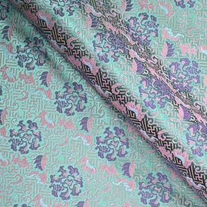Tecido brocado floral azul-petróleo suave, tecido jacquard, tecido damasco, estofamento elegante e tecido de costura, tecido por metro, 58&quot; de largura