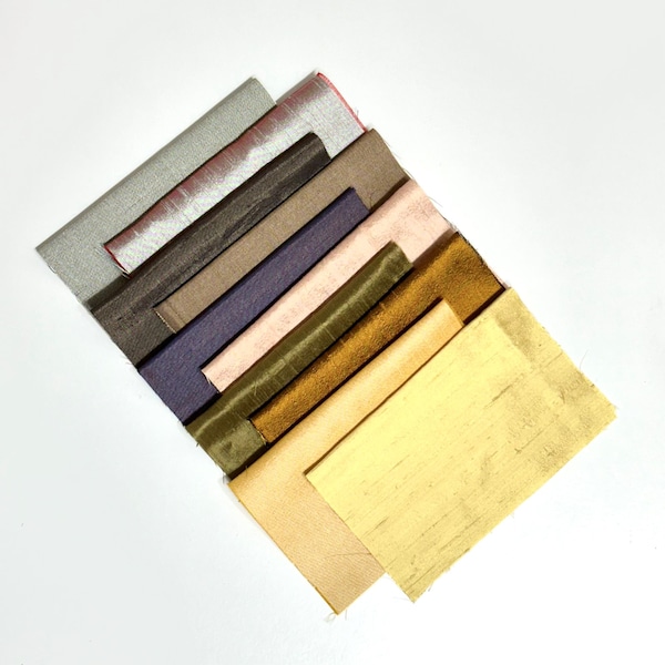 Dupioni Silk,  10 Pieces Assorted Color, Earth Tone, Size: 9" x 7" Each Piece