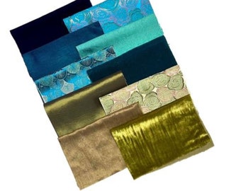 Brocade Fabric, Velvet,10 Pieces Assorted Color, Size: 9" x 7" Each,