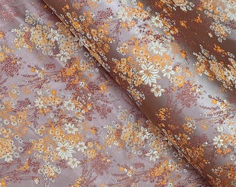 Champagne Gold Floral Brocade Fabric, Dressmaking Textile, Damask for Jackets, Qipaos, 29" wide