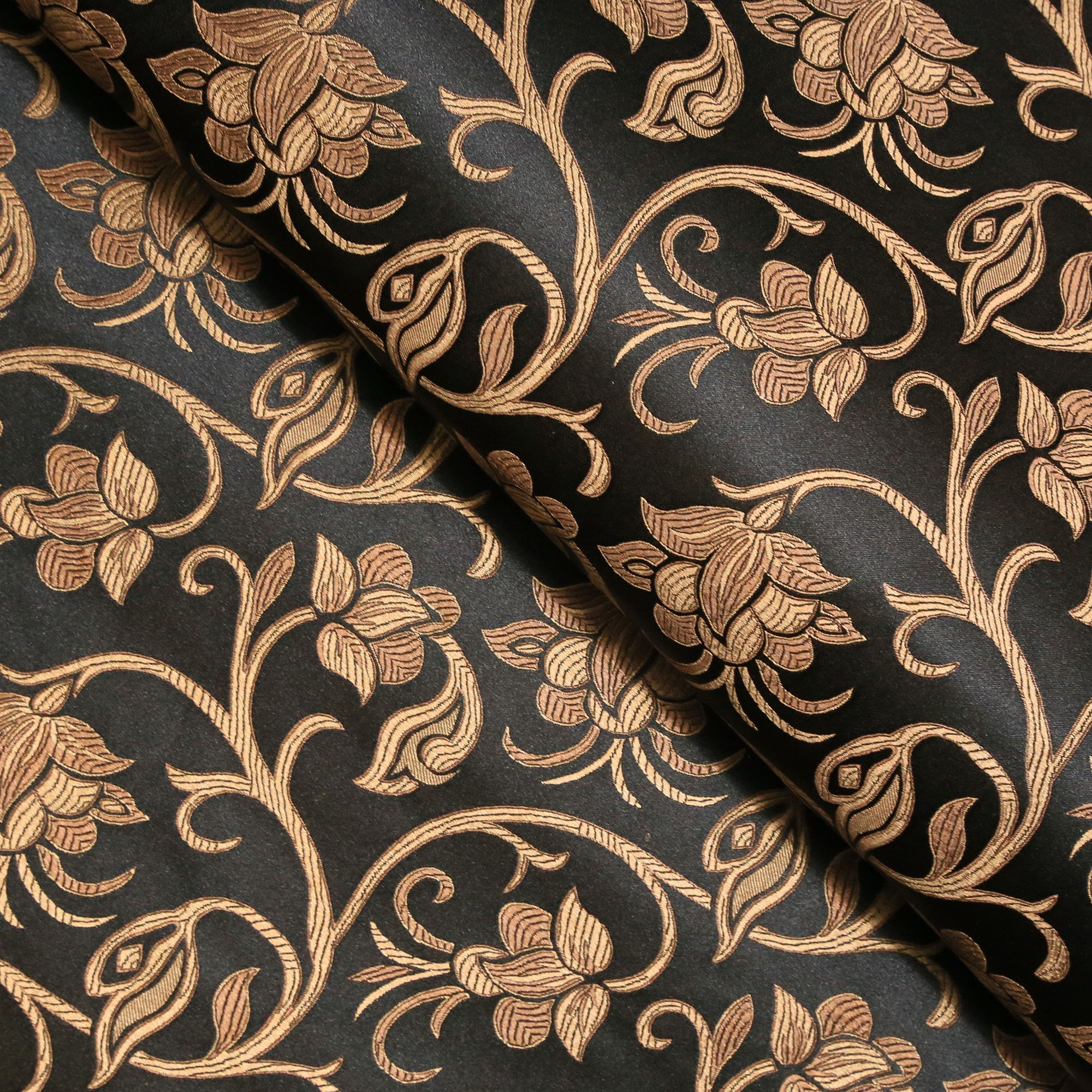 Black and Gold Floral Fabric - Etsy