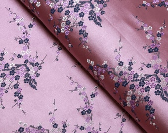 Brocade fabric,29 inches wide, Mauve cherry blossom