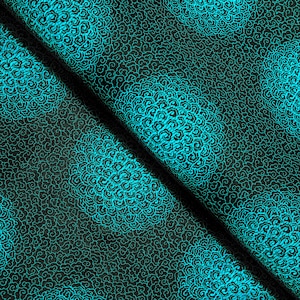Black Teal Blue Brocade Fabric, Jacquard Fabric, 29 Inches Wide