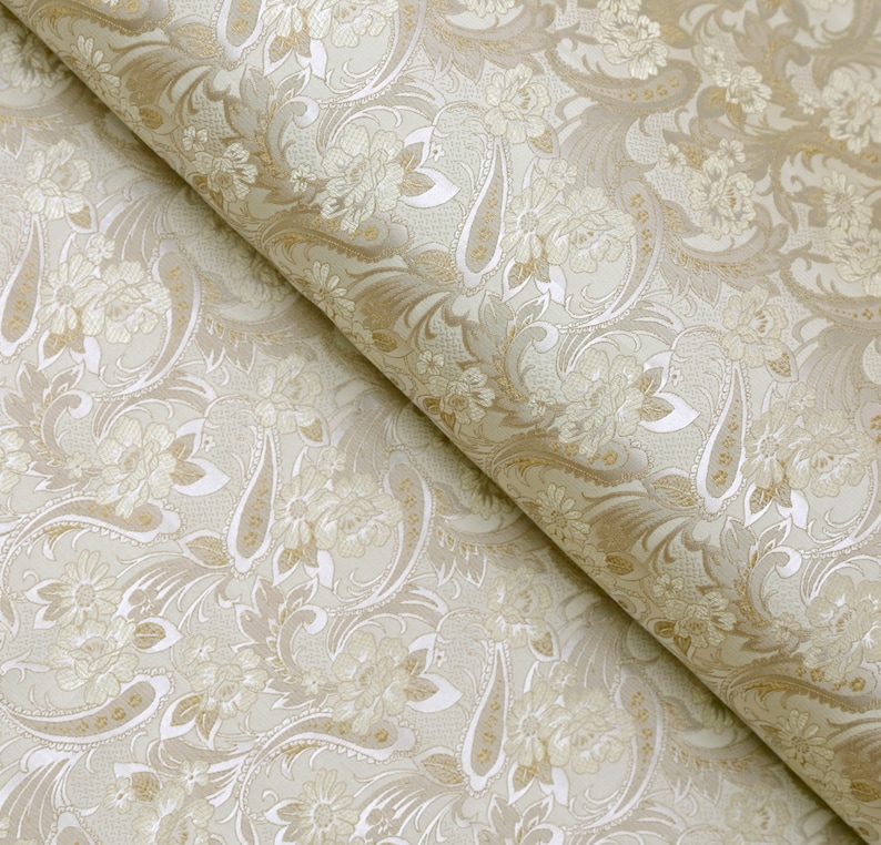Cream Floral Brocade Fabric. 36 wide | Etsy
