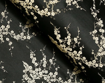 Black Cherry Blossom Brocade Fabric， Satin Tapestry 29 inches wide for dresses, jackets,
