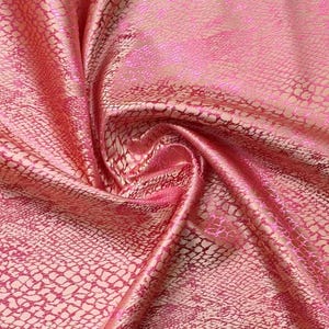 Pink, Gold Animal Skin Print Brocade Fabric, Jacquard, Damask, 36 Inches Wide. image 5