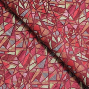Red & Pink Abstract Jacquard Upholstery Fabric - 58&quot; Wide