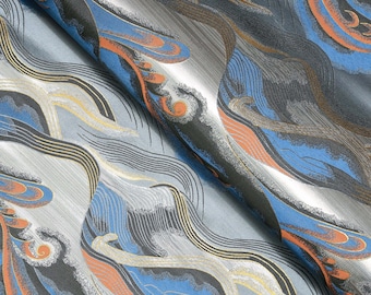 Blau Metallic Jacquard, Brokat Stoff, Stoff-Bulk-Lager, 58 Zoll breit