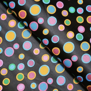 Black Polka Dots Brocade Fabric. Jacquard Fabric, Fabric by the Yard, 29 Inches Wide.