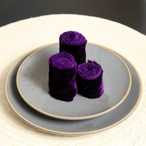 Handmade Purple Velvet Ribbon: Frayed Edge Wedding Bouquet Ribbon