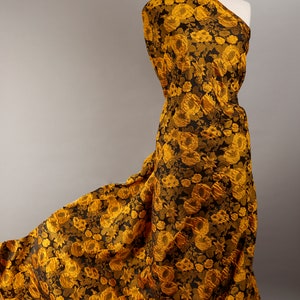 Yellow Floral, Jacquard Fabric, Embossed Fabric, 62 Inches Wide, Fabric By The Yard