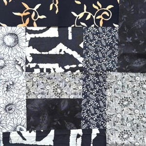 Black and Gray Cotton Fabric Bundle: Quilting, Crafting (9x7 inch, 10 Pieces)