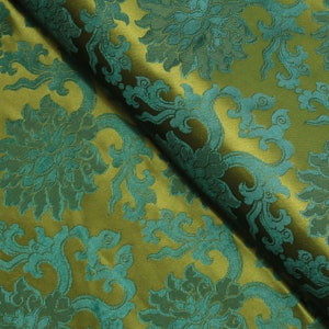 Willow Green Floral Brocade Fabric, Jacquard Fabric, Fabric by the Yard, 29 Inches Wide.