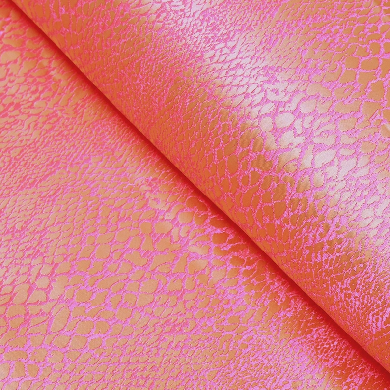 Pink, Gold Animal Skin Print Brocade Fabric, Jacquard, Damask, 36 Inches Wide. image 1