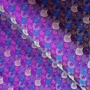Purple Shells Brocade Jacquard Fabric, 29" Wide, Upholstery, Evening Dress, Home Décor Material