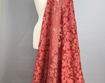 Barn Red Floral Lace Fabric: 58" Wide Elegant Sewing Lace