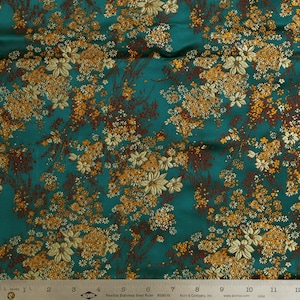 Dark Green with Gold Small Floral Brocade Fabric, Jacquard Fabric, Fabric by the Yard,28 Inches Wide. image 2