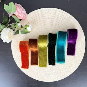 Handmade  Velvet Ribbon: Frayed Edge Wedding Bouquet Ribbon