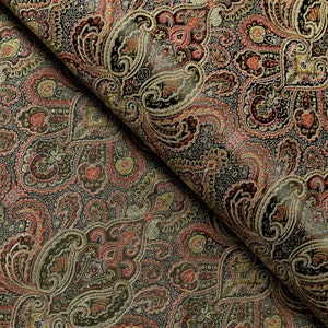 Black, Red Paisley Black Floral Brocade Fabric, Jacquard Fabric, Tuxedo Fabric, Vest Fabric, Tie Fabric, Fabric by the Yard, 36 Inches Wide