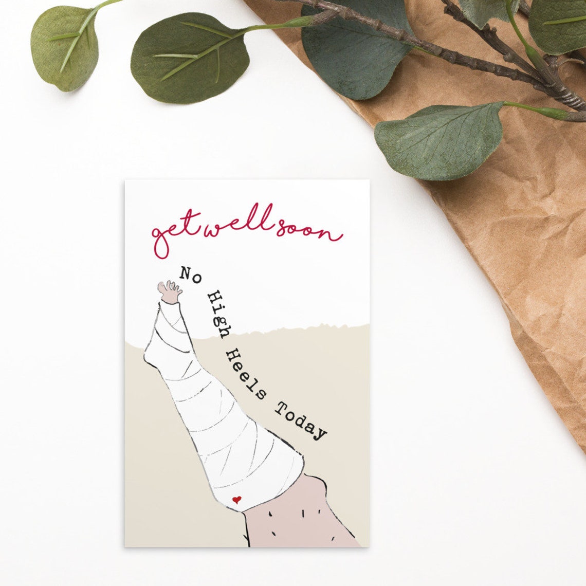 Get well soon card leg in plaster broken leg recovery card Etsy
