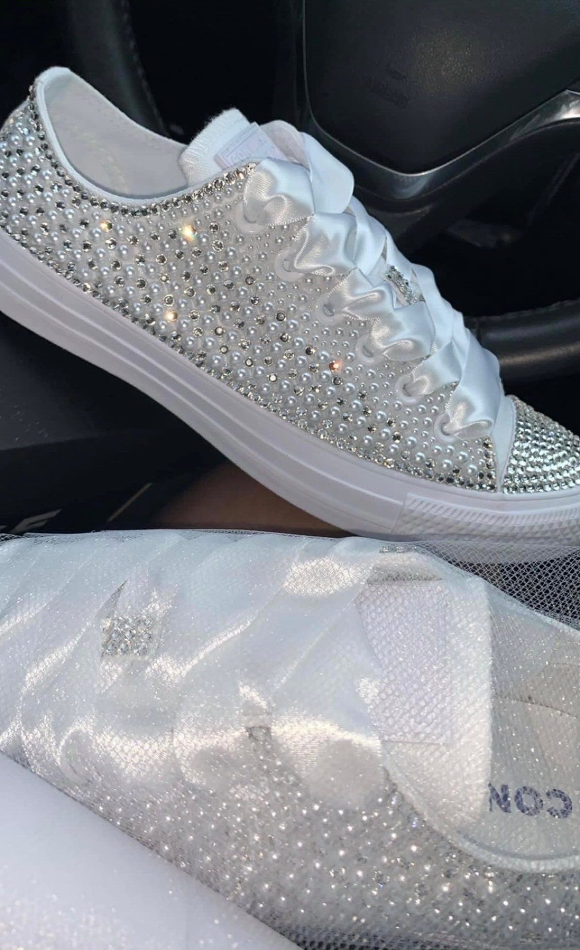 Bling and Pearl Converse | Etsy