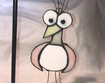 Whimsical stained glass bird suncatcher