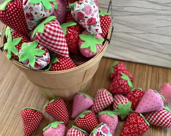 Handmade Fabric Strawberries: Spring Tiered Tray Decor, Bowl Fillers