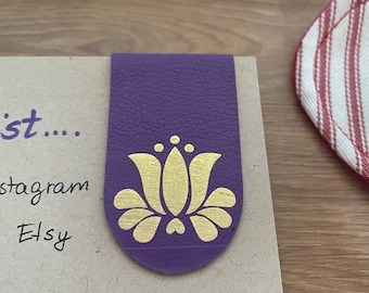 Floral Faux Leather Magnetic Bookmark, Hungarian Folk Art