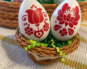 Hungarian Easter egg gift set - Folk Art eggs in a basket, Spring decor
