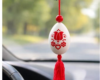 Car mirror Charm- Hungarian Folk Art Egg Ornament- Rearview Mirror Hanging- Easter Decoration