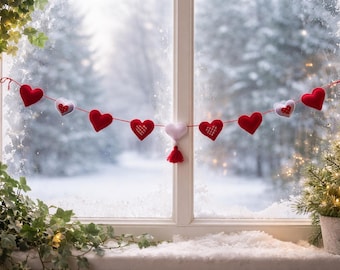 Various Valentine Heart Garland– Handmade Fabric Heart Banner, Romantic love Decor,