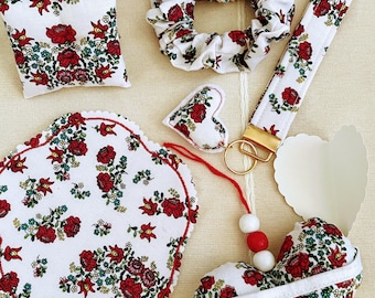 Handmade Hungarian Floral Gift Set – Mug Rug, Key Fob, Scrunchie & Sachets
