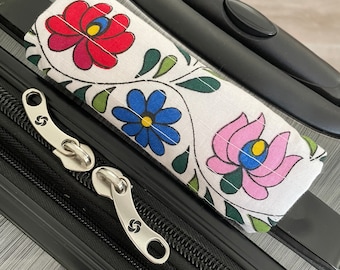 Hungarian Folk Art Luggage Handle Wrap, Floral Travel Accessory