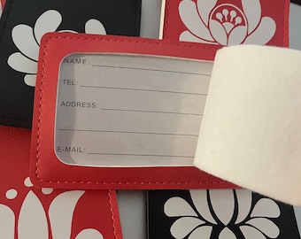 Leather Luggage Tag: Hungarian Folk Art, Travel Bag Identifier