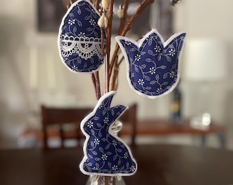 Easter Handmade Fabric Ornaments - Bowl filler,  Hungarian Folk Art Decor, Tiered Tray & Gift Tag