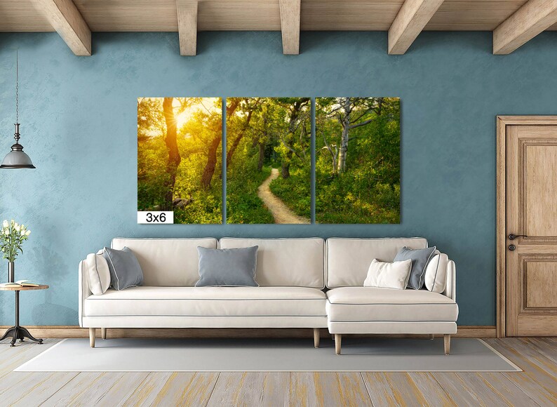 Forest Wall Art Canvas Print Beauty of Nature Forest Path at Sunset
