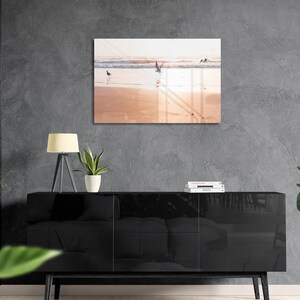 Beach Wall Art - Metal Print - Acrylic Glass Print - Sandy Beach Photography - Relaxing Calm Sunset On Ocean - House Warming Wall Decor -