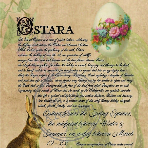 OSTARA Grimoire Page ~ Printable PDF Digital Download for The Wheel of the Year ~ Seasonal Magick, Witch Holidays, Book of Shadows