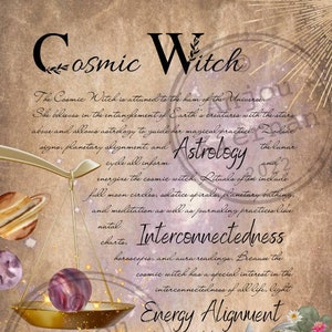 COSMIC WITCH Grimoire Page ~ Astrology Printable PDF Digital Download for Witchcraft ~ Air Element, Universal Energy, Planetary Star Magic