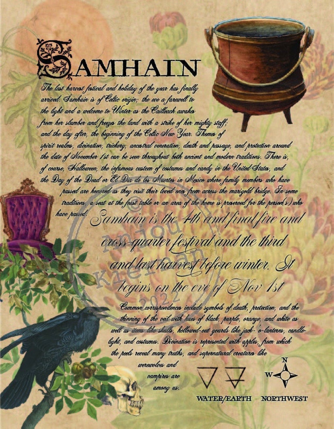 SAMHAIN Grimoire Page Printable PDF Digital Download for the Wheel of ...